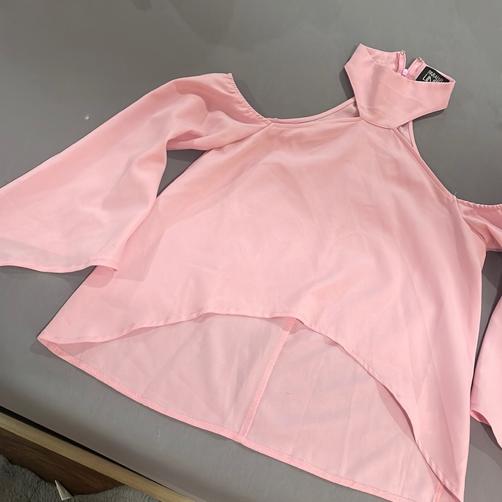 Unique pink off the shoulder shirt